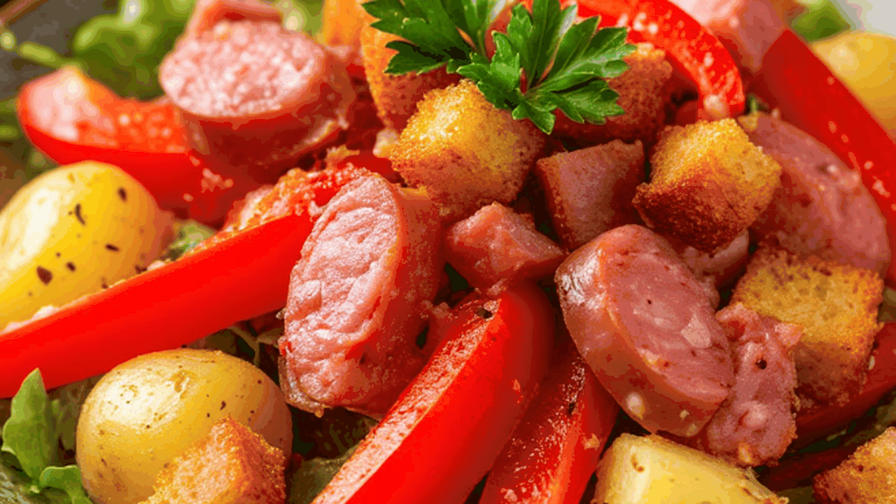 Салат «Осенний лист» готовлю так: гости всегда просят добавки - вкусно, сытно и необычно Салат «Осенний лист» с копчёным карбонадом, фас...