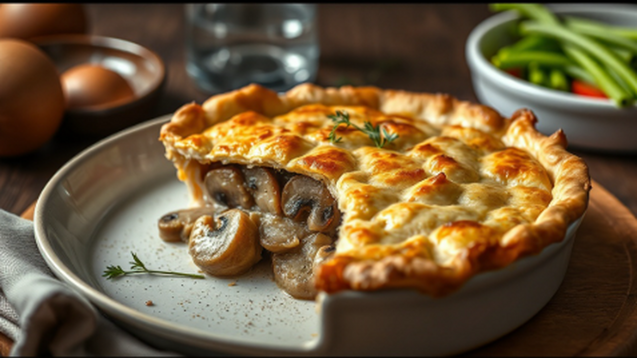 Пирог с курицей, грибами и сливочным соусом: по...