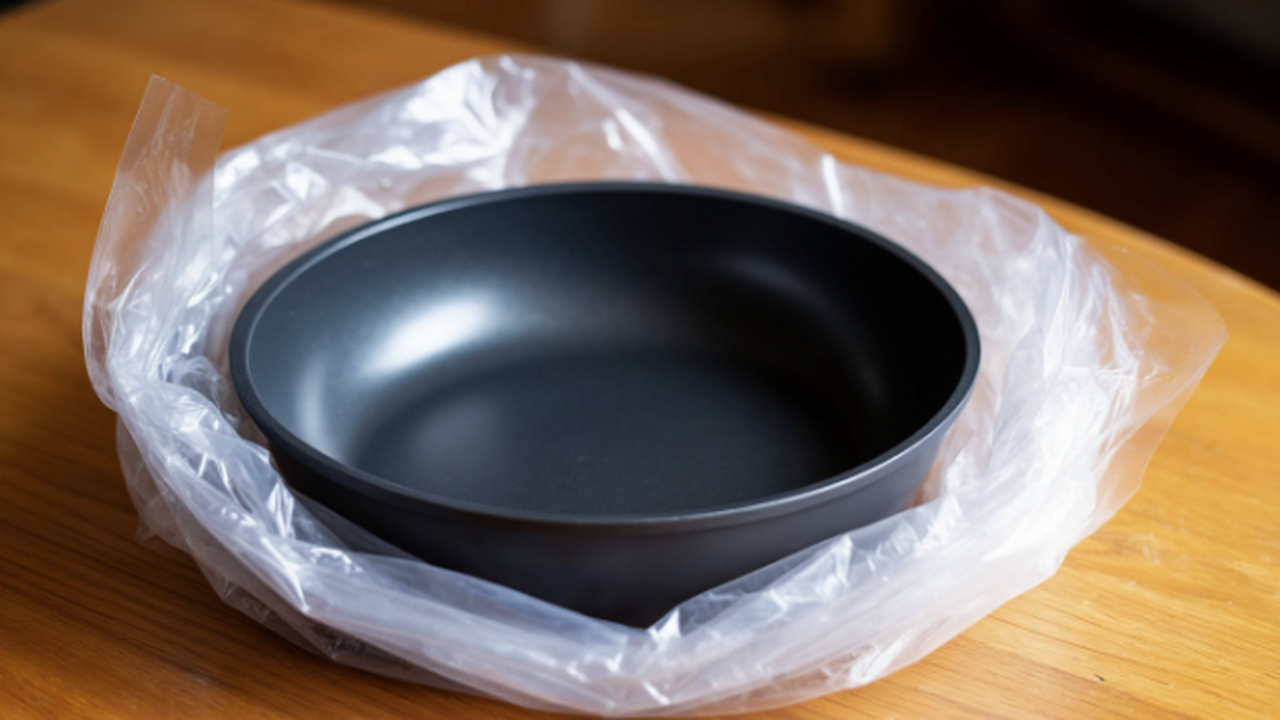 Кладу старую грязнющую сковороду в обычный полиэтиленовый пакет: нагар сразу же отлетает крупными хлопьями — могу любоваться своим отражением Каждая хозяйка знает эту проблему: любимая сков...