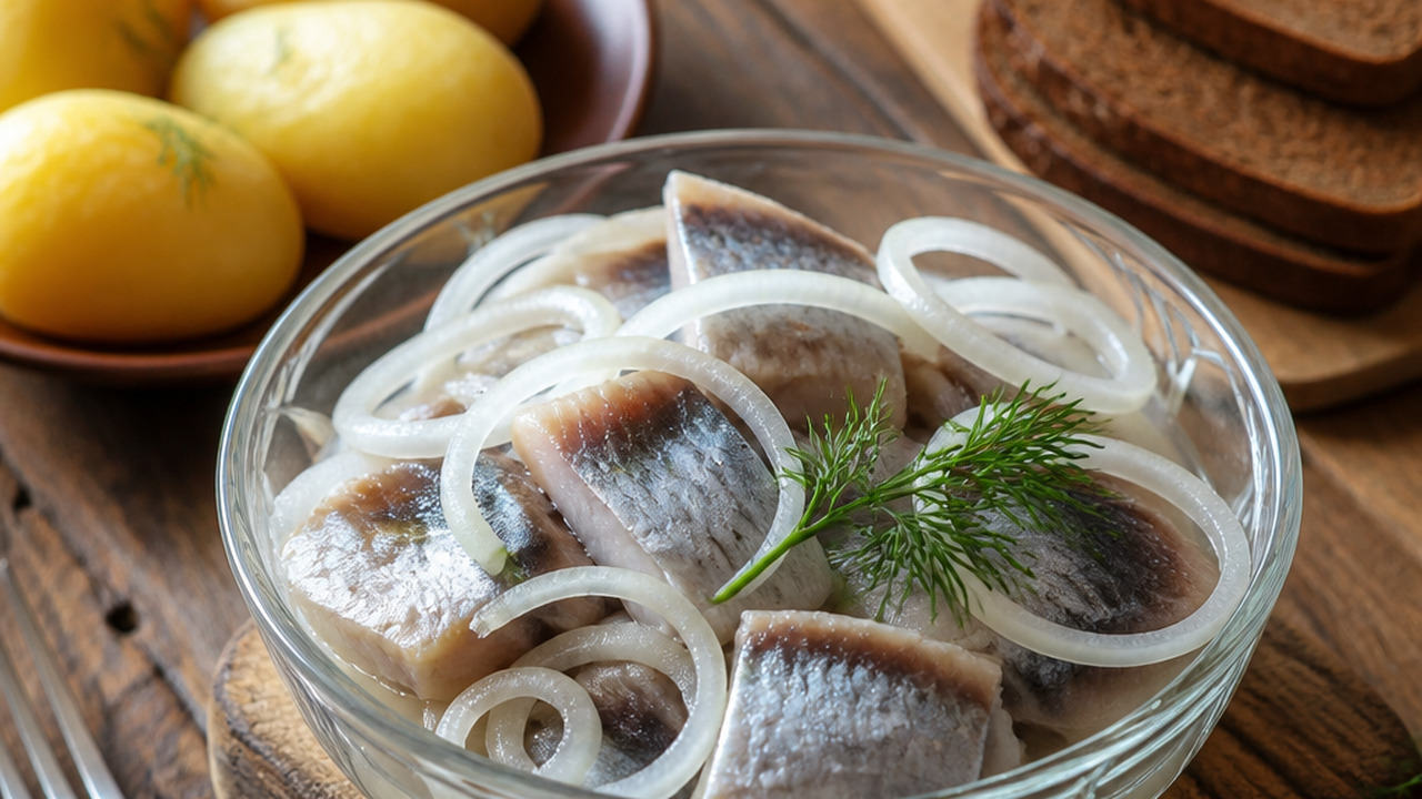 Рецепт домашней маринованной сельди с луком. По...
