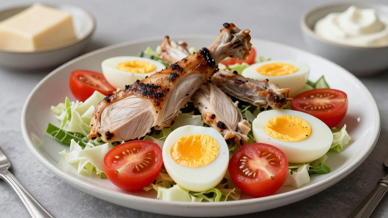 Простой и сытный слоёный салат с копчёной куриц...