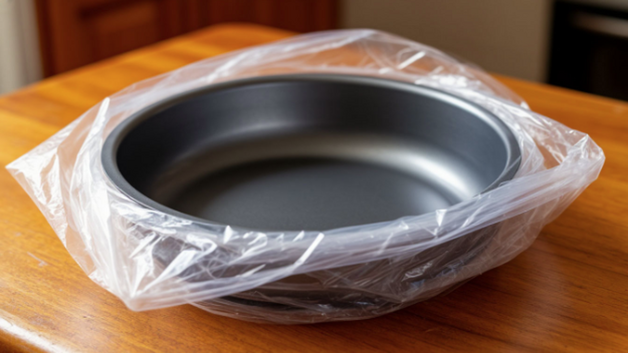 Кладу сковороду в обычный полиэтиленовый пакет: нагар отлетает сразу же — счастливая любуюсь своим отражением Простой и бюджетный способ очистить пригоревшую...