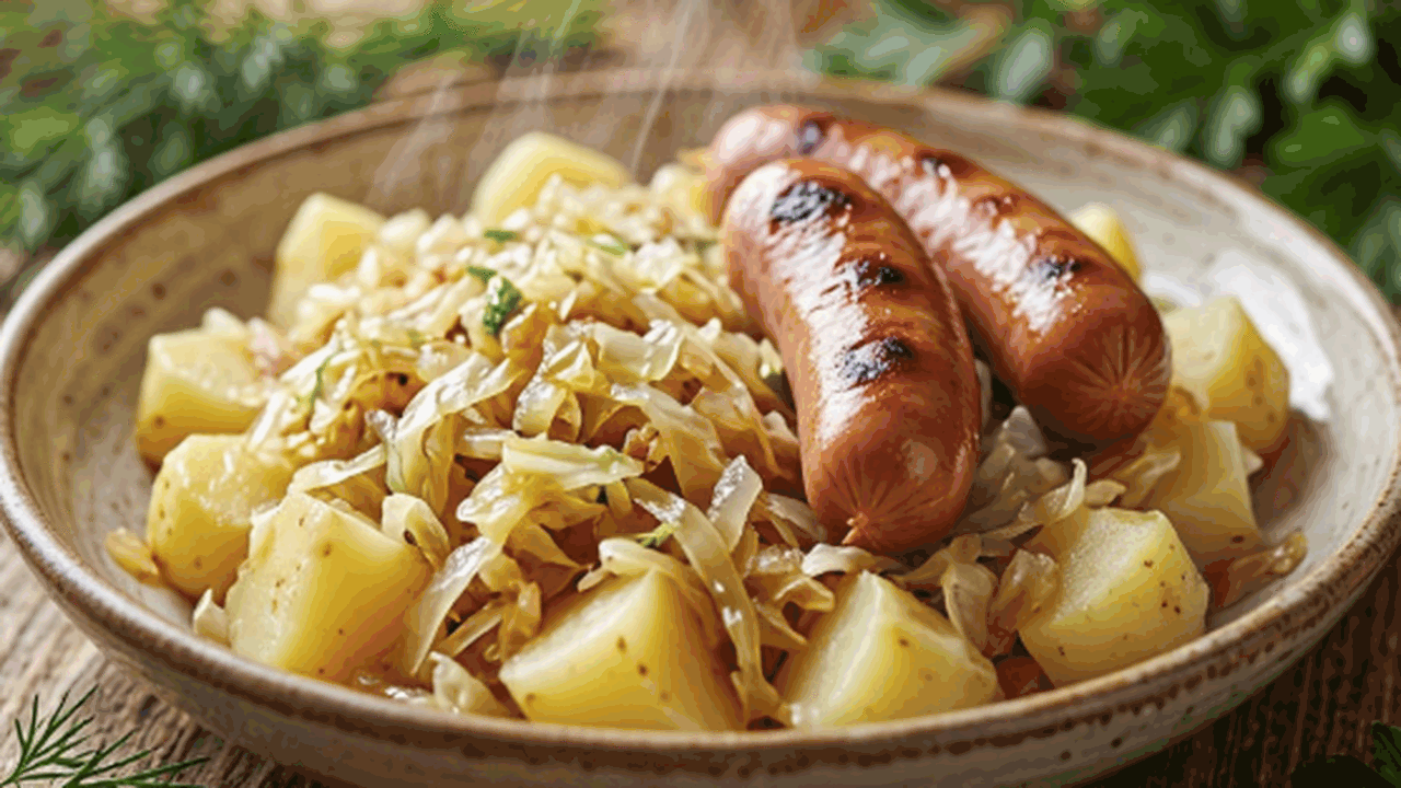 Тушёная картошка с капустой, купатами и охотничьими сосисками: невероятно вкусное и ароматное блюдо Готовим сытную тушёную картошку с капустой, куп...