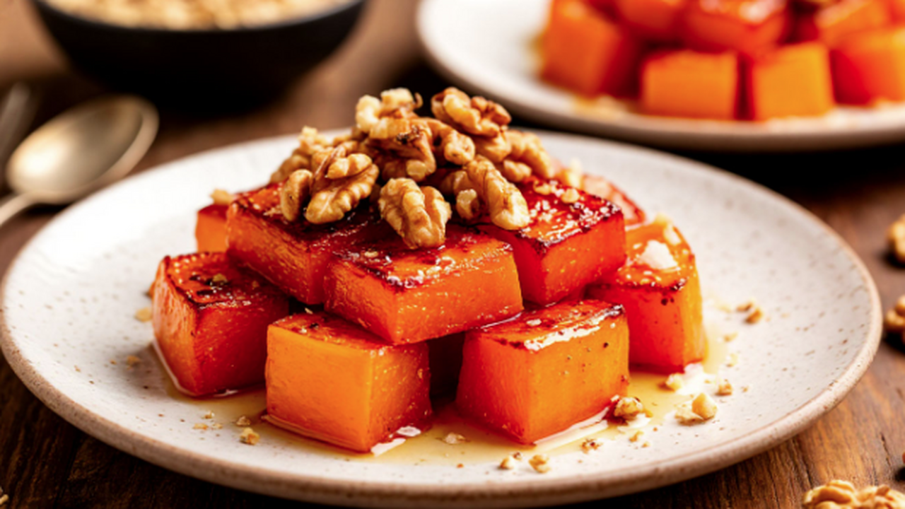 Заново влюбилась в тыкву: приготовила этот десерт по турецкому рецепту — без лишнего сахара и вкуснее любого торта Рецепт карамелизированной тыквы с тахини и грец...