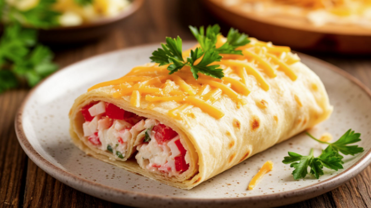 Изысканный рулет из лаваша с крабовыми палочкам...