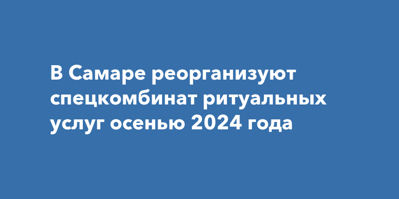 В Самаре реорганизуют спецкомбинат ритуальных услуг осенью 2024 года