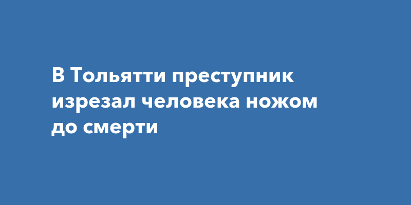 В Тольятти преступник изрезал человека ножом до смерти